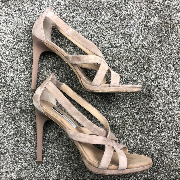 Diane Von Furstenberg Siracusa Powder Suede Criss Cross Heel Size 8.5 - Picture 2 of 9